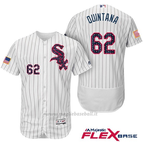 Maglia Baseball Uomo Chicago White Sox 2017 Estrellas Y Rayas 62 Jose Quintana Bianco Flex Base
